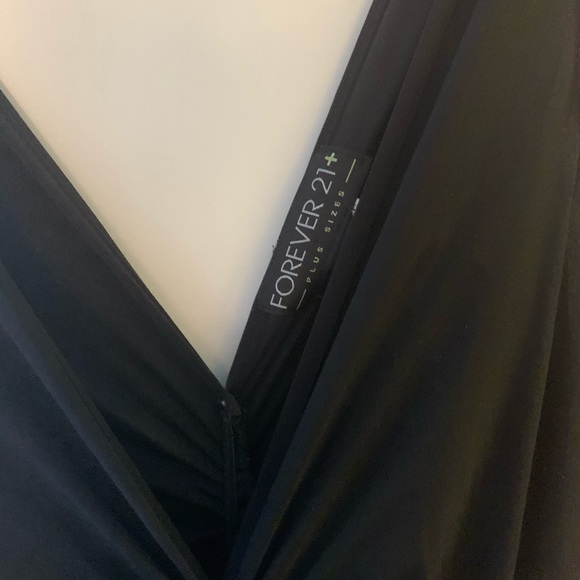 Black Double Vneck Rouched Dress - Picture 2 of 2